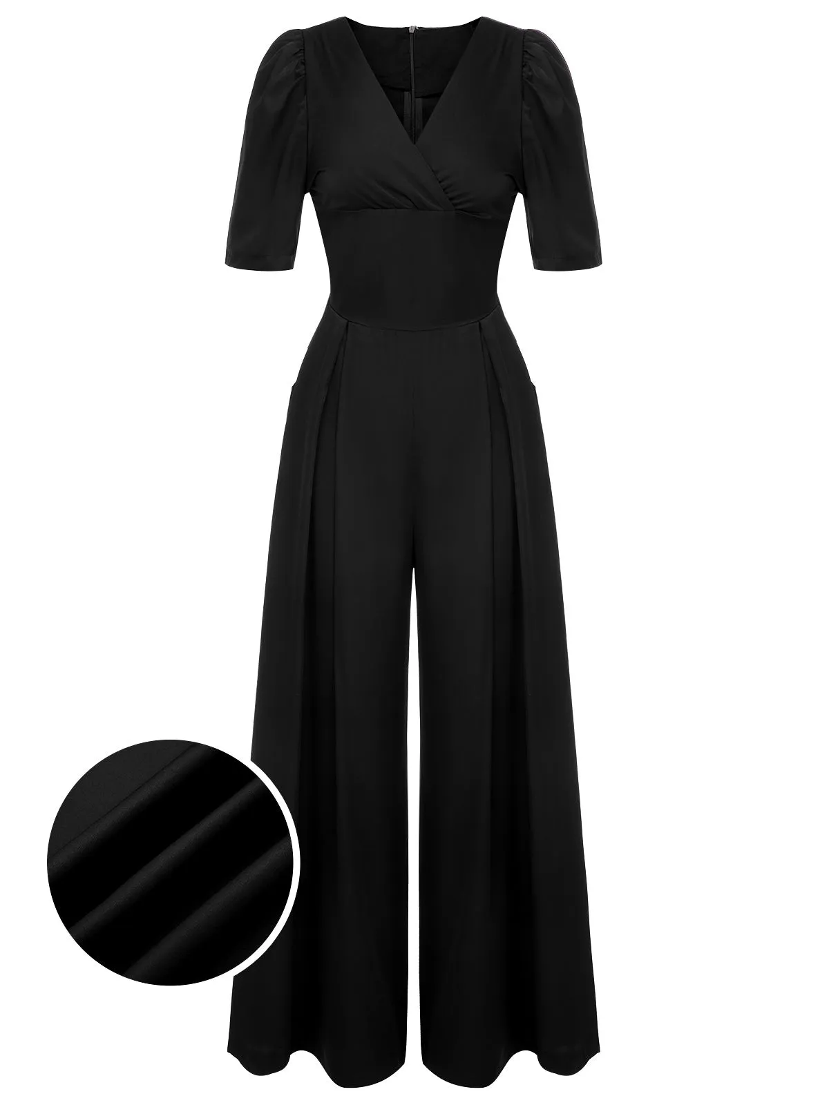 1930s Puff Short Sleeve Wide Leg Jumpsuit