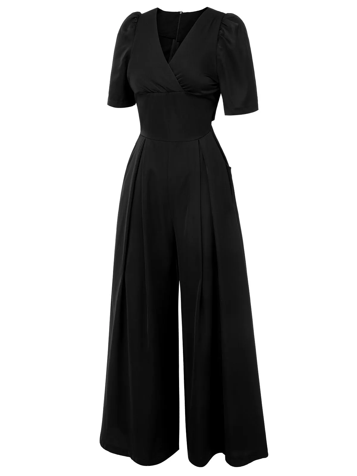 1930s Puff Short Sleeve Wide Leg Jumpsuit