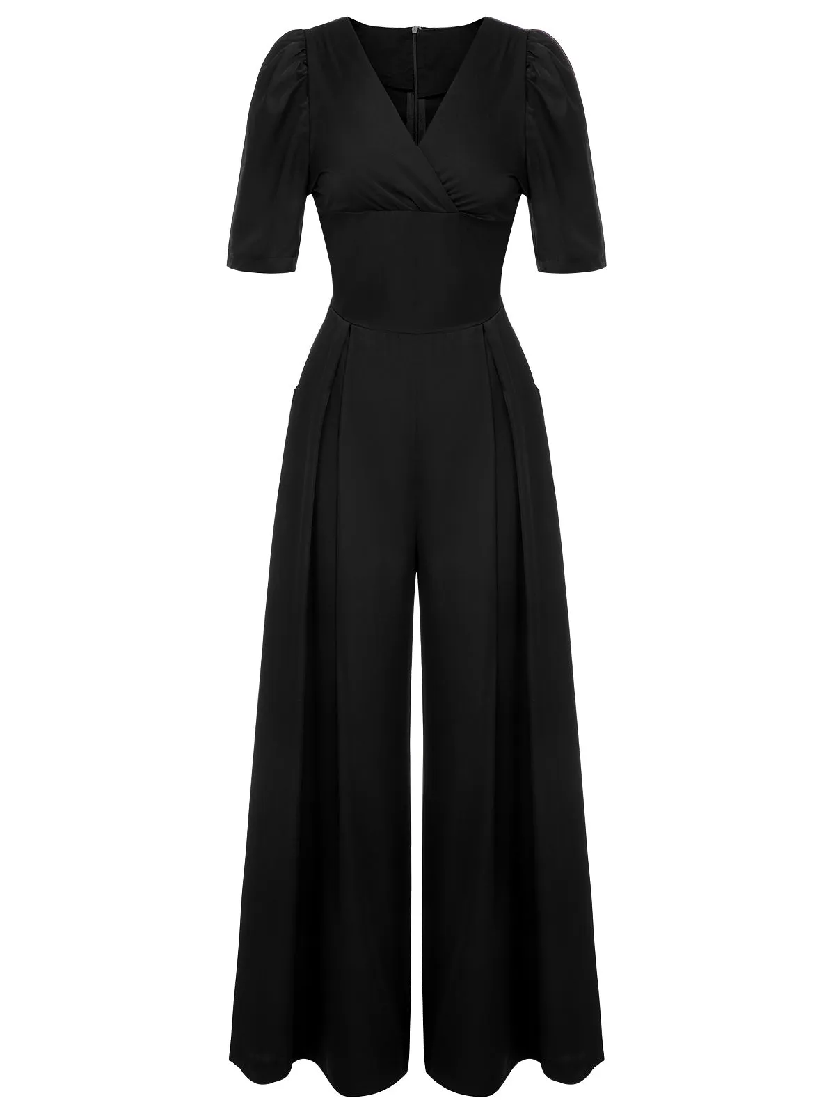 1930s Puff Short Sleeve Wide Leg Jumpsuit