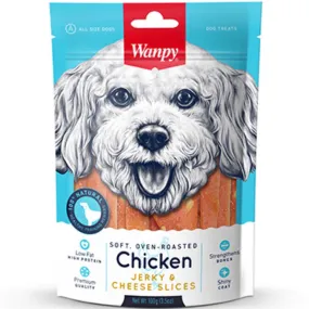 3 FOR $10.50: Wanpy Oven-Roasted Chicken Jerky & Cheese Slices Dog Treats 100g