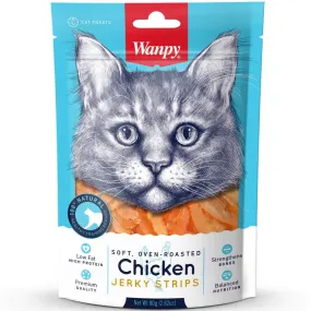 3 FOR $9.90: Wanpy Soft Oven-Roasted Chicken Jerky Strips Cat Treats 80g