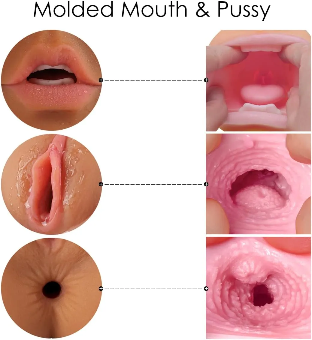 3D Realistic Molded Masturbator Faced 3-In-1 Vaginal Anal Oral Sex Toy For Men