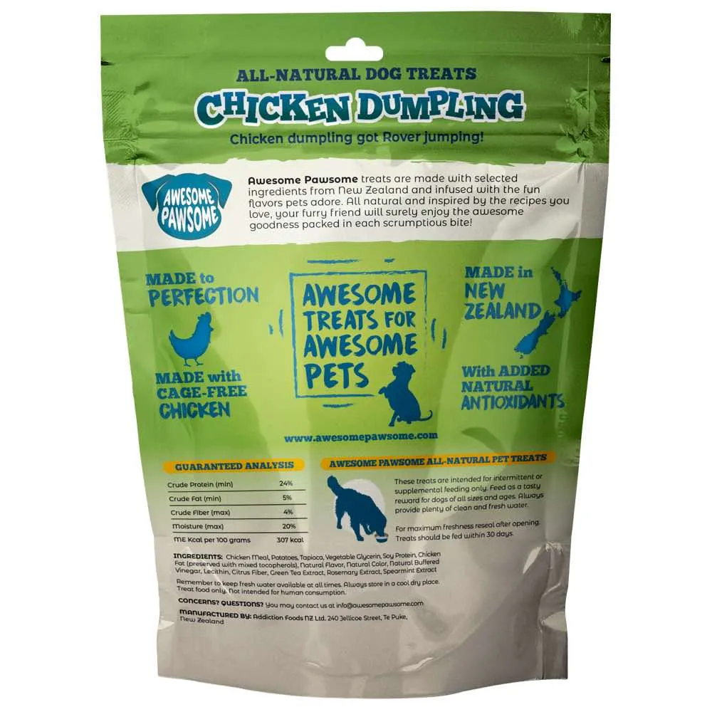 '4 FOR $14 (Exp 27Oct24)': Awesome Pawsome Chicken Dumpling Grain-Free Dog Treats 3oz