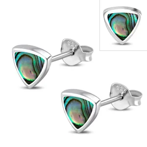 5.00mm | Abalone Shell Triangle Stud Silver Earrings