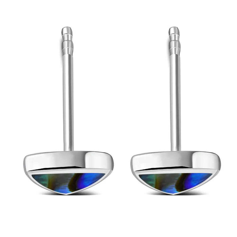 5.00mm | Abalone Shell Triangle Stud Silver Earrings