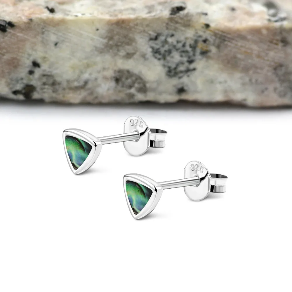 5.00mm | Abalone Shell Triangle Stud Silver Earrings