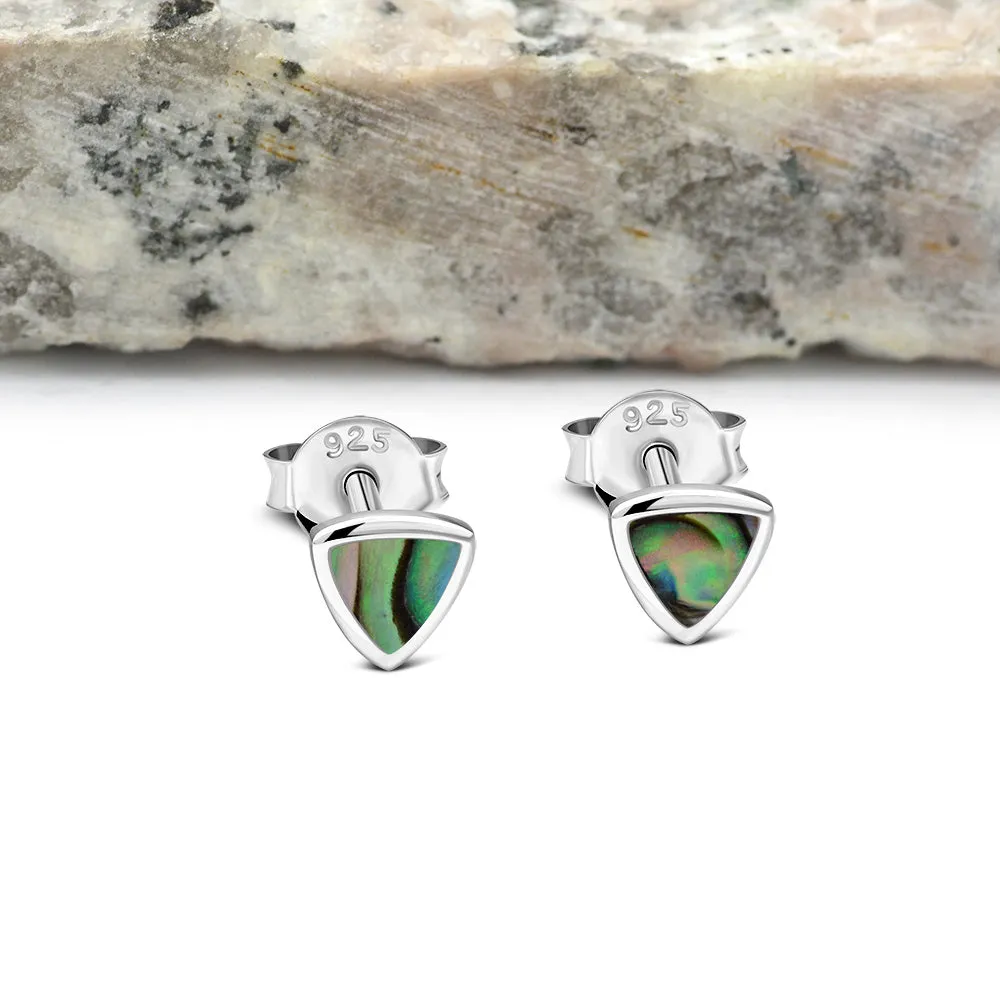 5.00mm | Abalone Shell Triangle Stud Silver Earrings