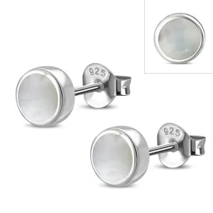 6.20mm | Mother of Pearl Sterling Silver Stud Earrings