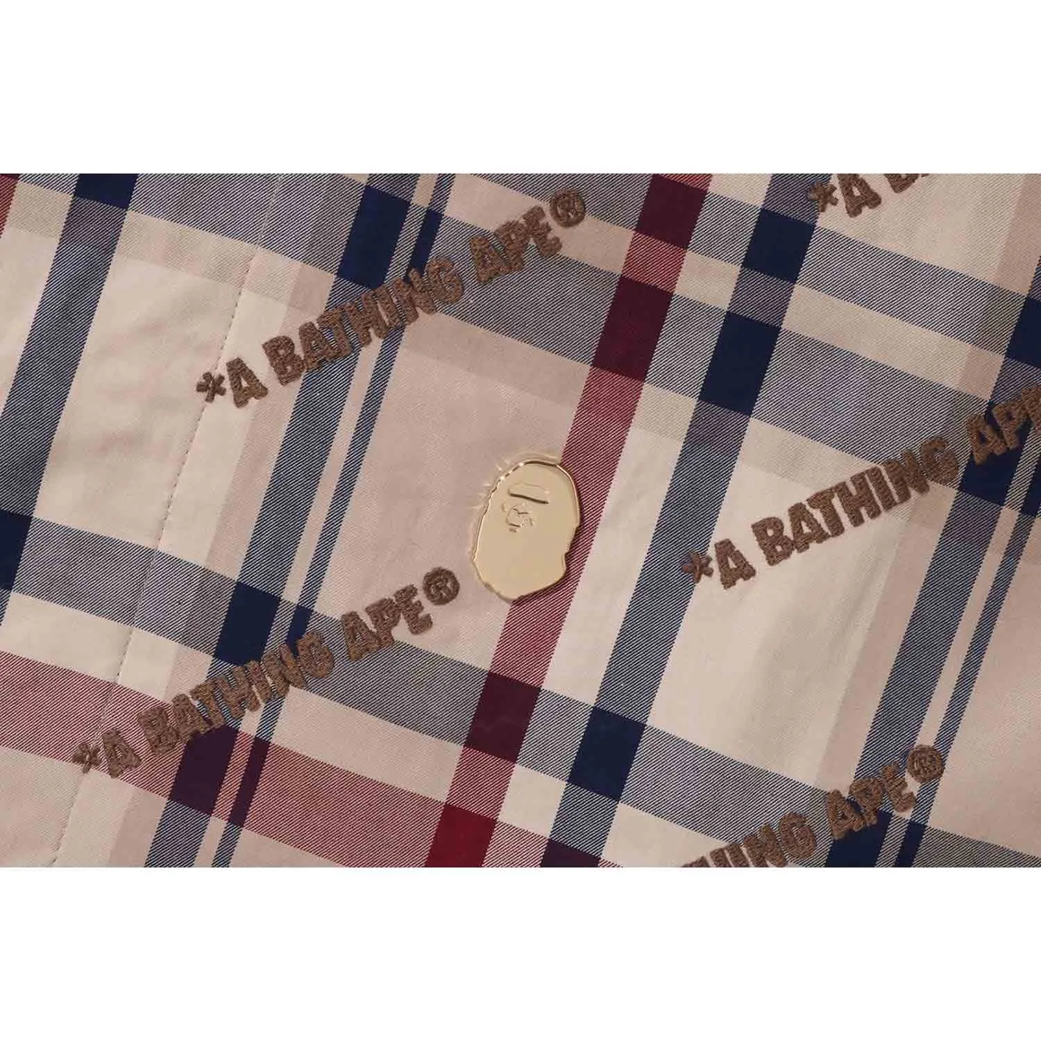 A BATHING APE LOGO CHECK PATTERN LONG COAT MENS