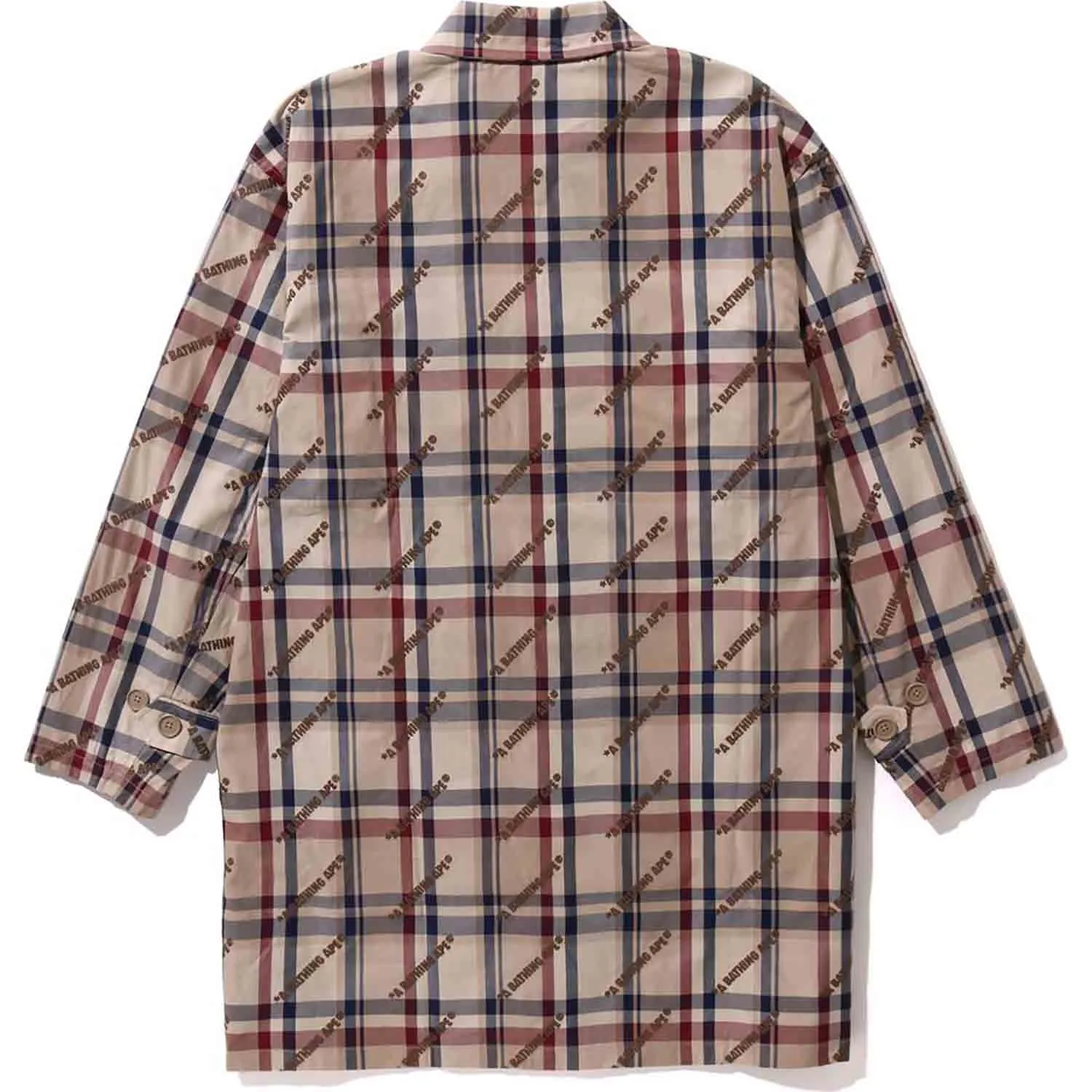 A BATHING APE LOGO CHECK PATTERN LONG COAT MENS