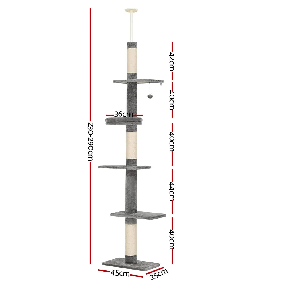 Adjustable Floor-to-Ceiling Cat Tree, 5 Levels, i.Pet