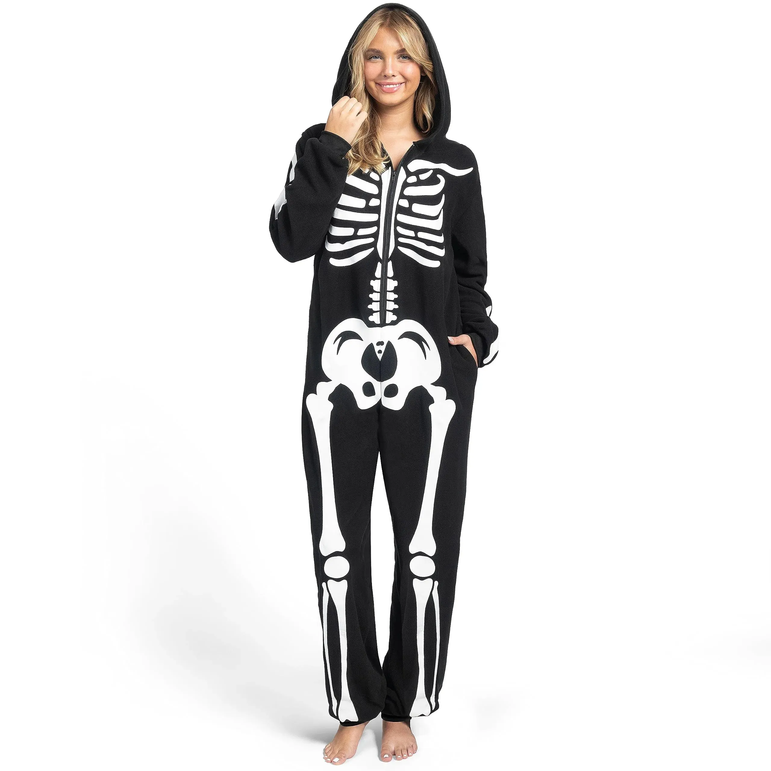 Adult Skeleton Halloween Costumes For Women Glow in the Dark Jumpsuit Pajama