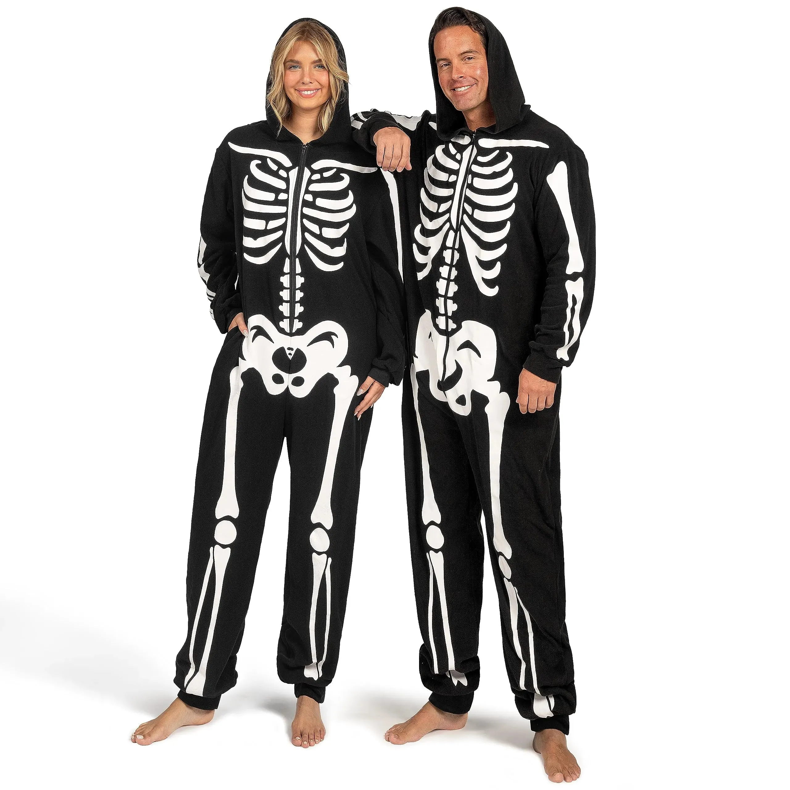 Adult Skeleton Halloween Costumes For Women Glow in the Dark Jumpsuit Pajama