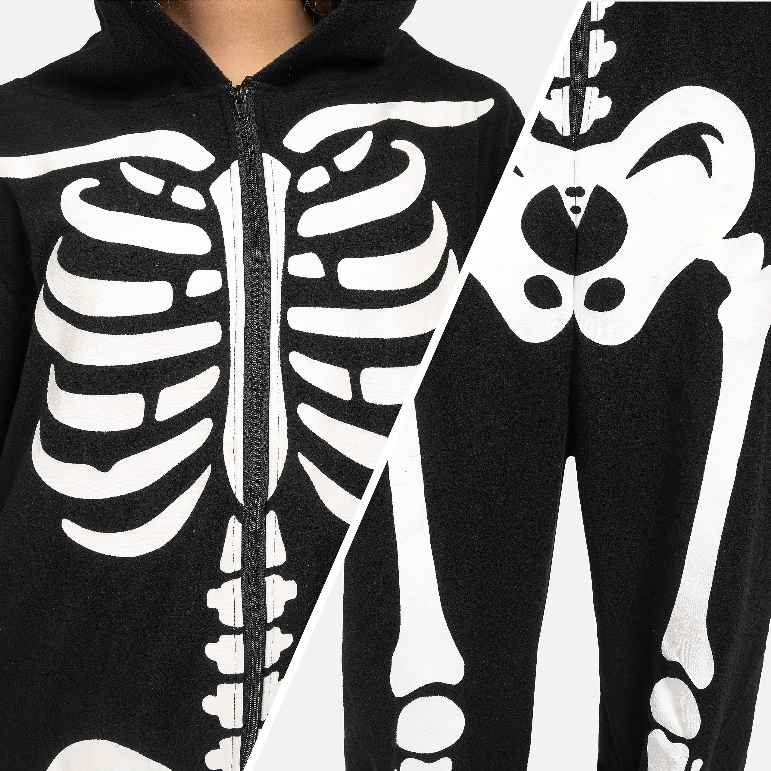 Adult Skeleton Halloween Costumes For Women Glow in the Dark Jumpsuit Pajama