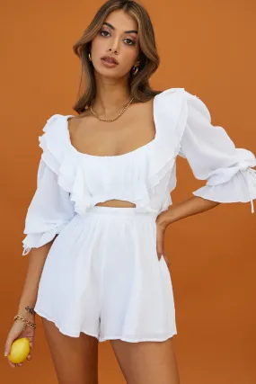 Always My Girl Open Back String-Tie Romper White