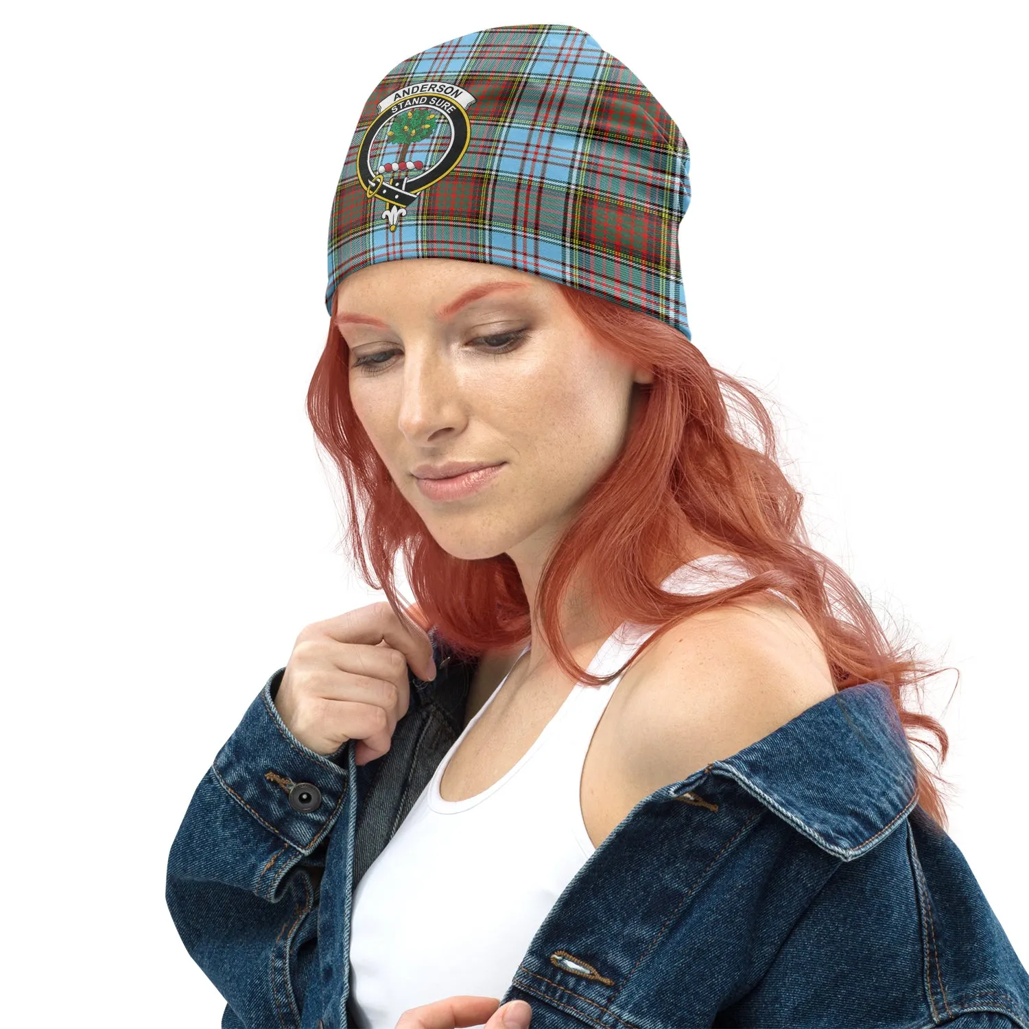 Anderson Ancient Tartan Beanies Hat with Family Crest