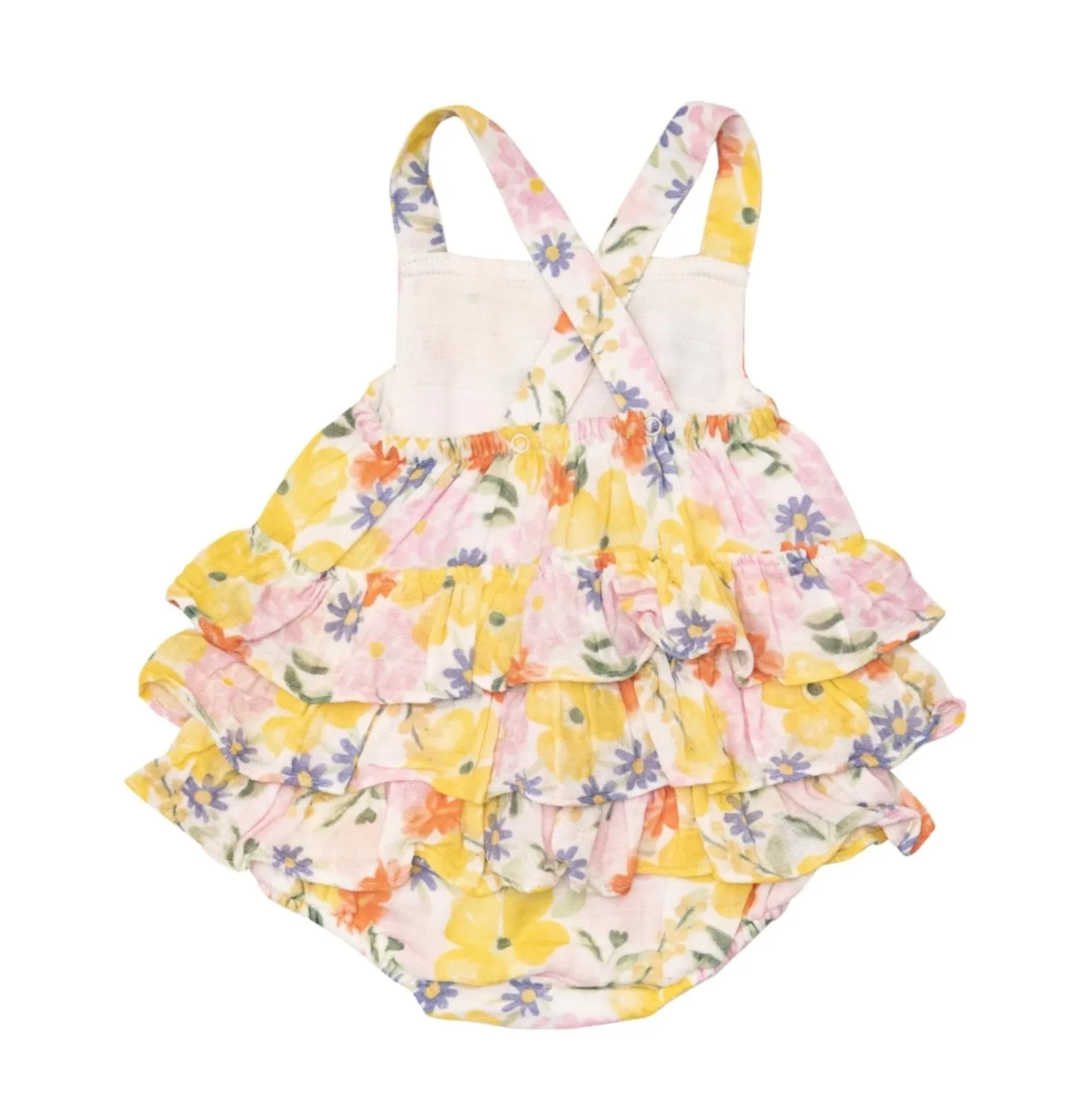 Angel Dear Baby Girl Dahlia Ruffle Organic Cotton Sunsuit