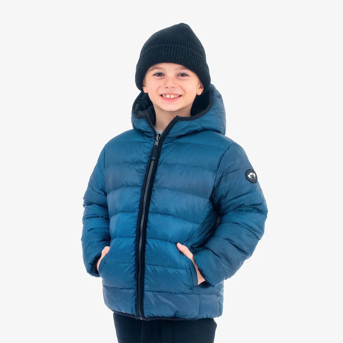 Appaman Reversible Puffer Hooded Jacket | Blue/Black