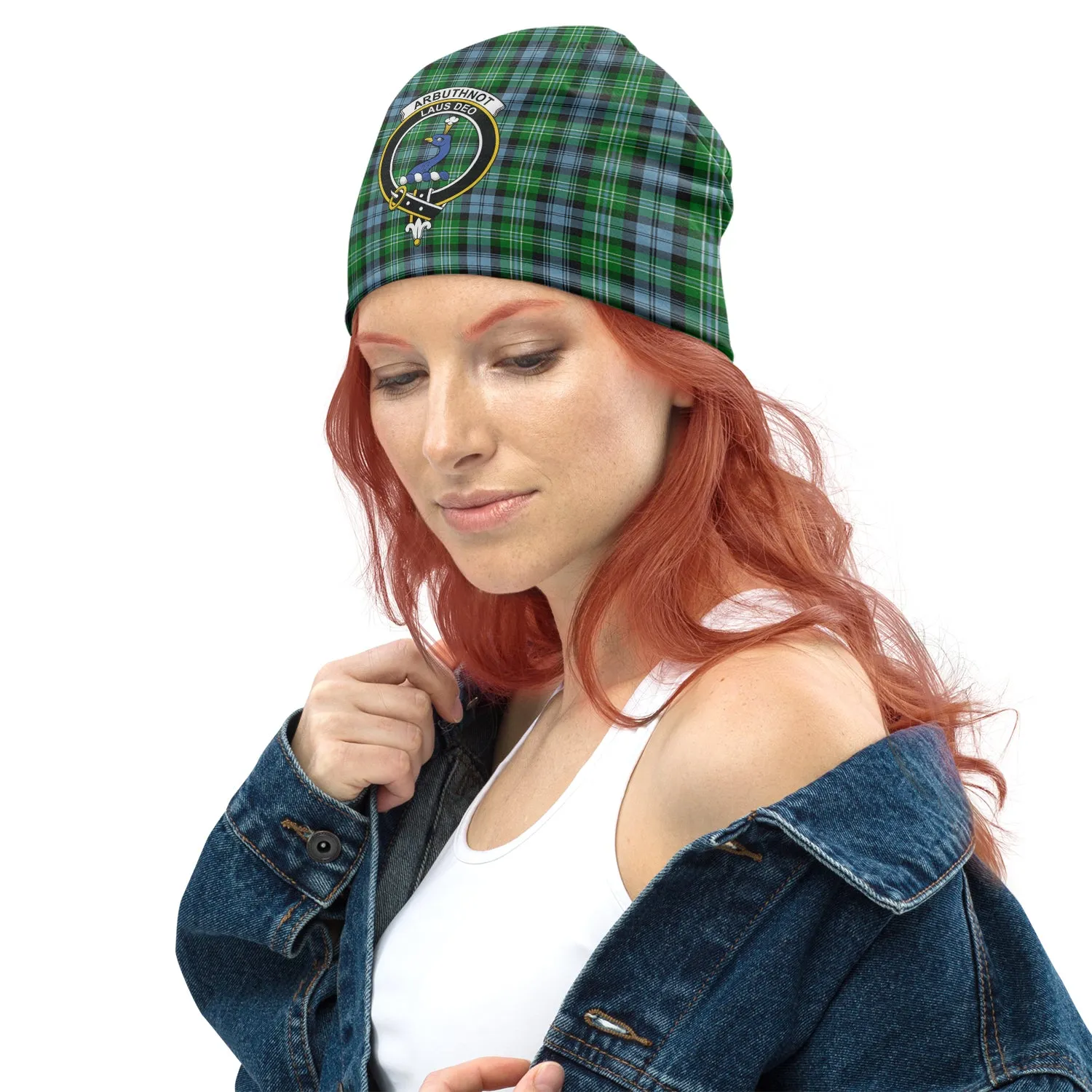 Arbuthnot Ancient Tartan Beanies Hat with Family Crest