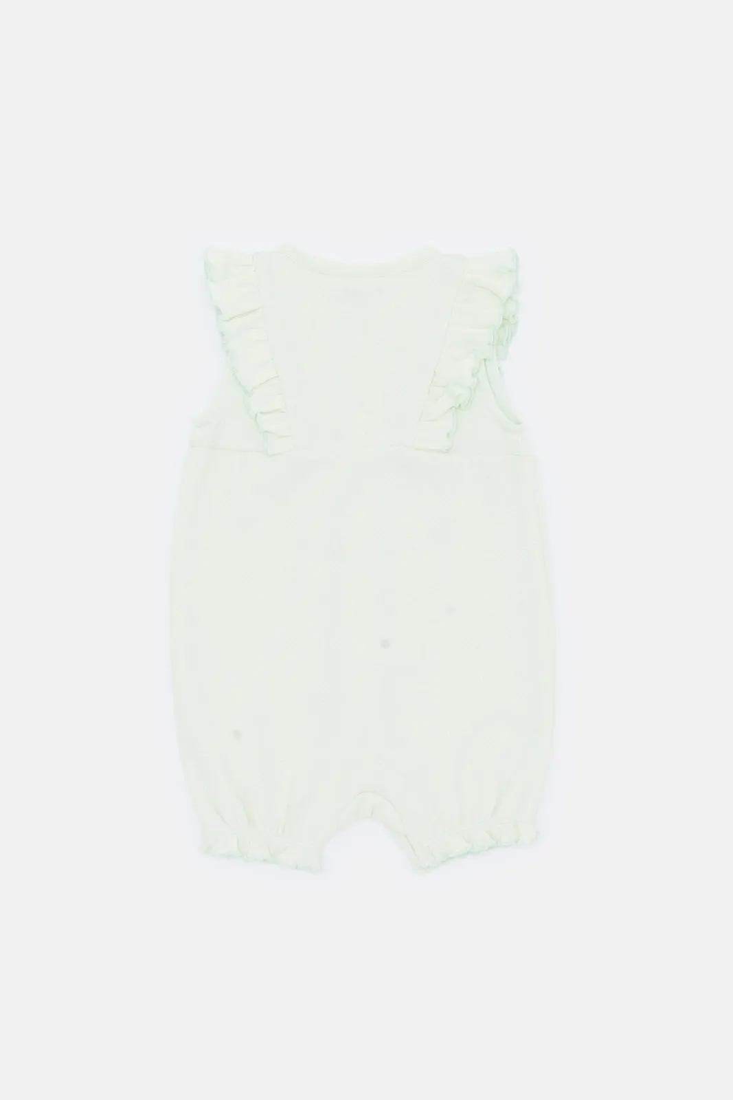 Baby Green Embellished Jacquard Romper And Headband (2 Piece)