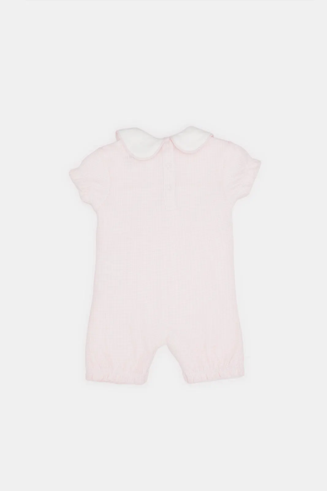 Baby Pink Check Peter Pan Collared Romper