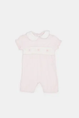 Baby Pink Check Peter Pan Collared Romper