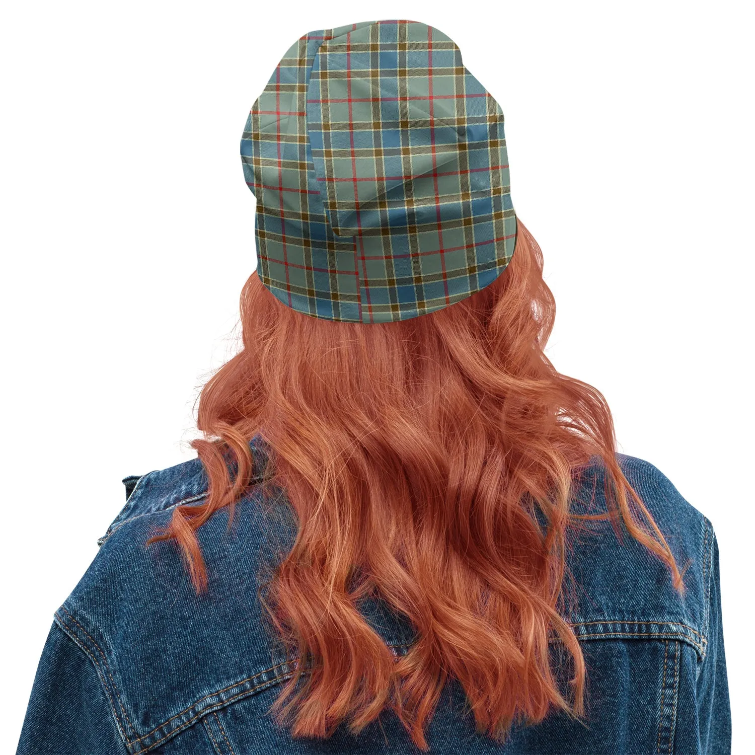 Balfour Blue Tartan Beanies Hat with Family Crest