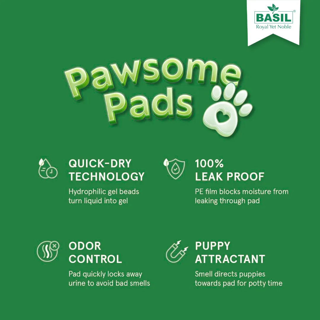 BASIL Dog and Puppy Pee Pads, Heavy Duty Absorbency with Leak-Proof Quick-Dry Design (60x90 Cms)  Extra Large