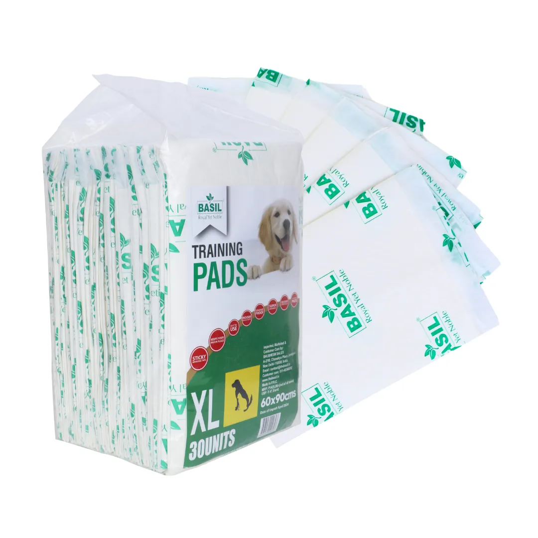 BASIL Dog and Puppy Pee Pads, Heavy Duty Absorbency with Leak-Proof Quick-Dry Design (60x90 Cms)  Extra Large