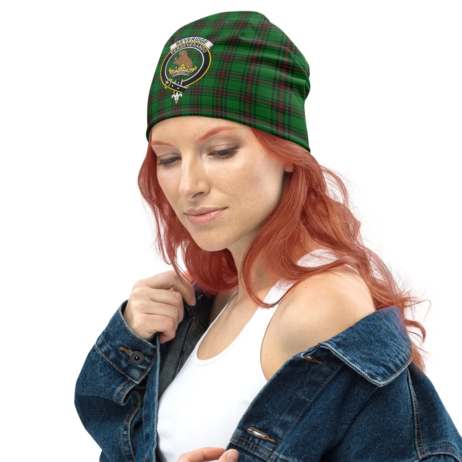 Beveridge Tartan Beanies Hat with Family Crest