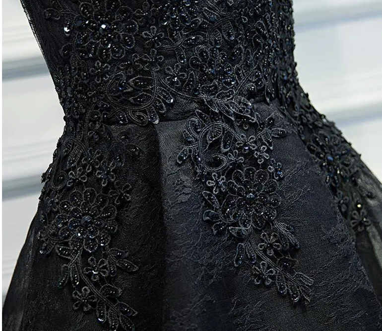 Black Lace Graduation Dresses, A Line Black Homecoming Dresses, Semi Formal Dress