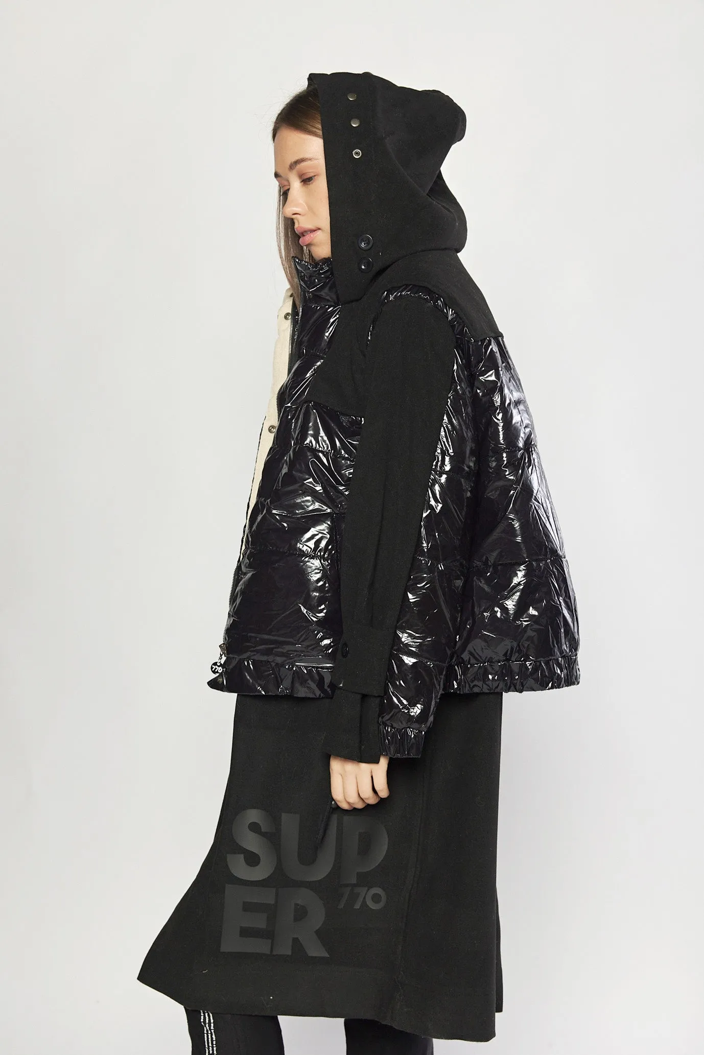 Black layered coat | SUP JACKET LONG