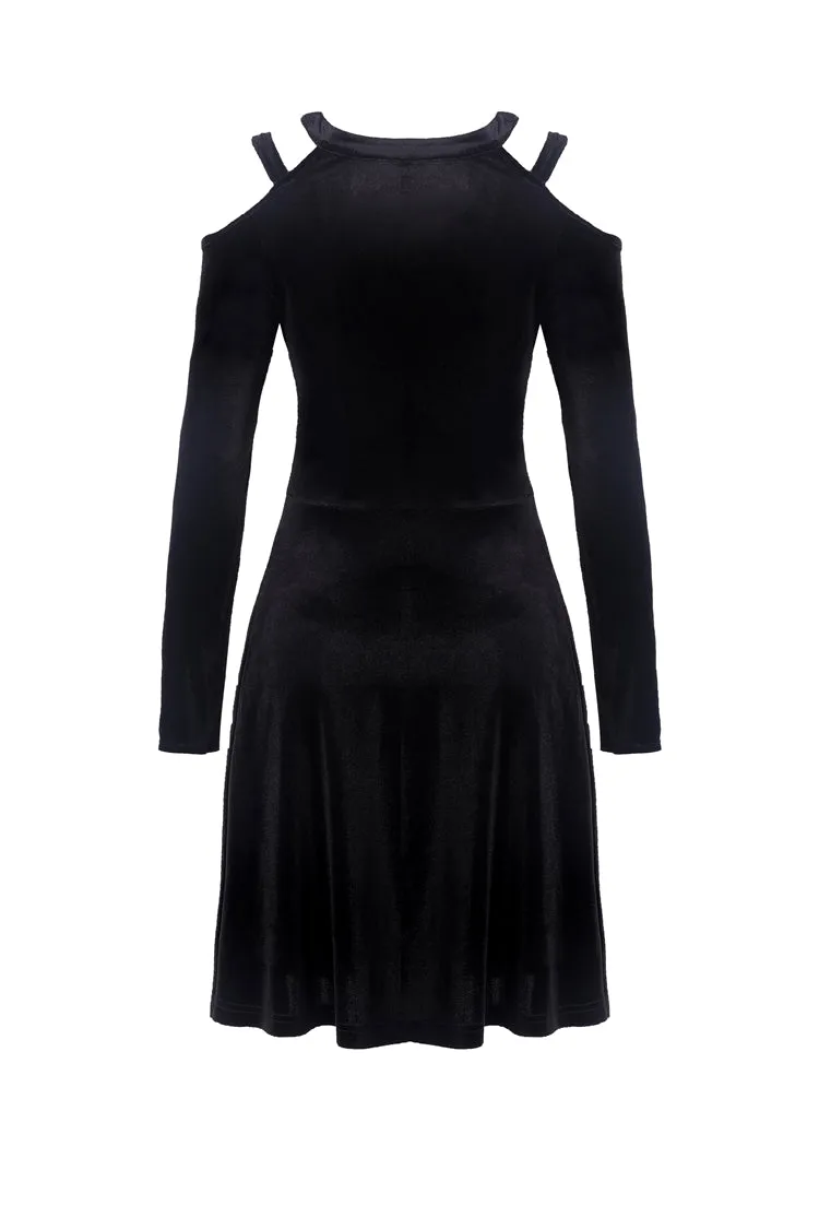 Black punk sexy velvet women dress DW287