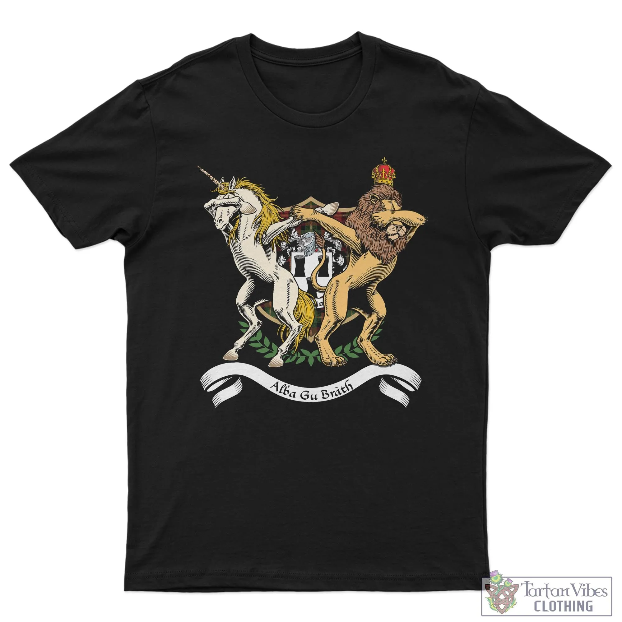 Blackstock Red Dress Family Crest Cotton Men's T-Shirt with Scotland Royal Coat Of Arm Funny Style