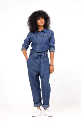 Blauw jumpsuit | Cloud9 jumpsuit Liz steel blue