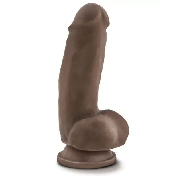 Blush Au Naturel 7 in. Fat Boy Posable Dual Density Dildo with Balls & Suction Cup Brown