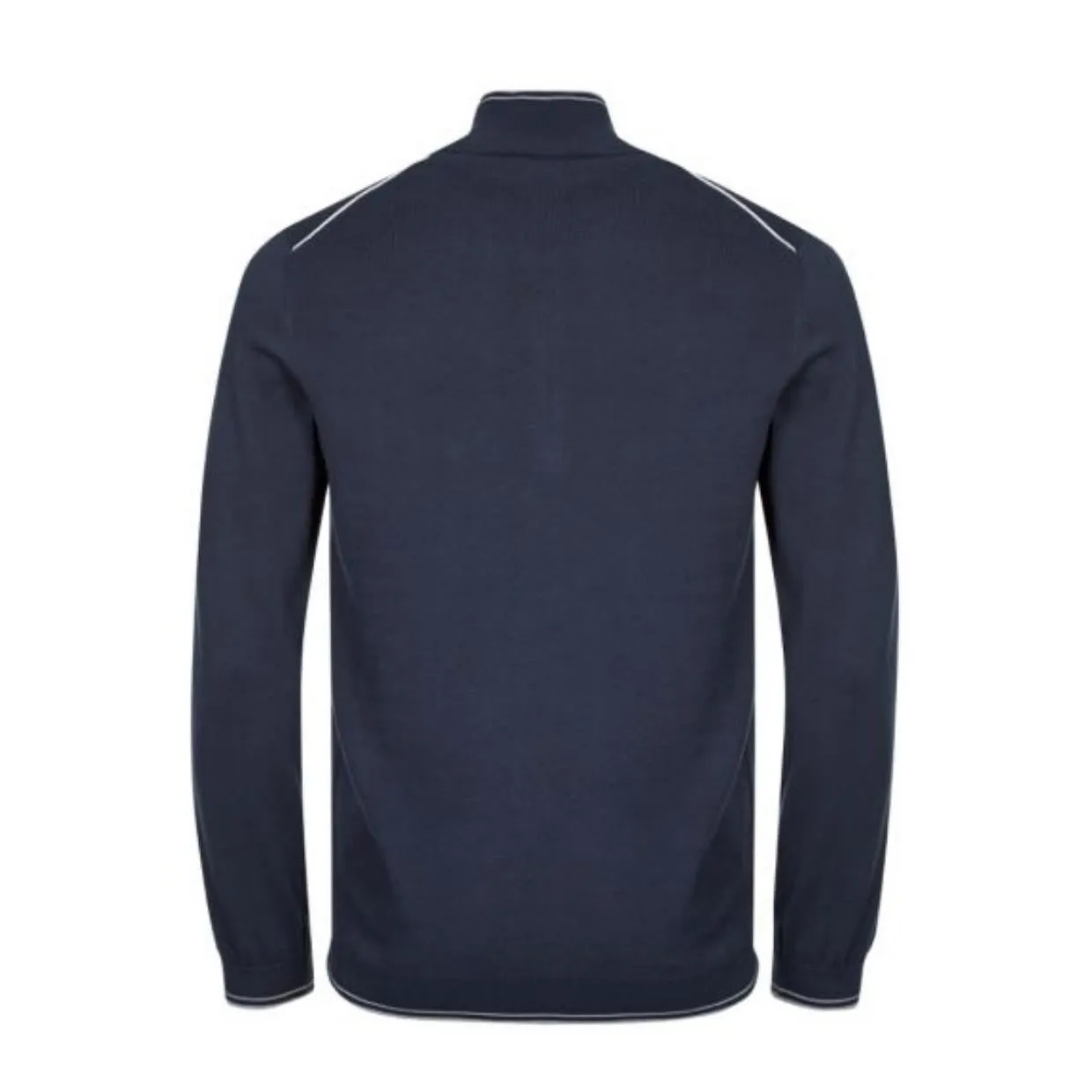 BOSS Navy Zitom Half Zip Curved Logo Sweater