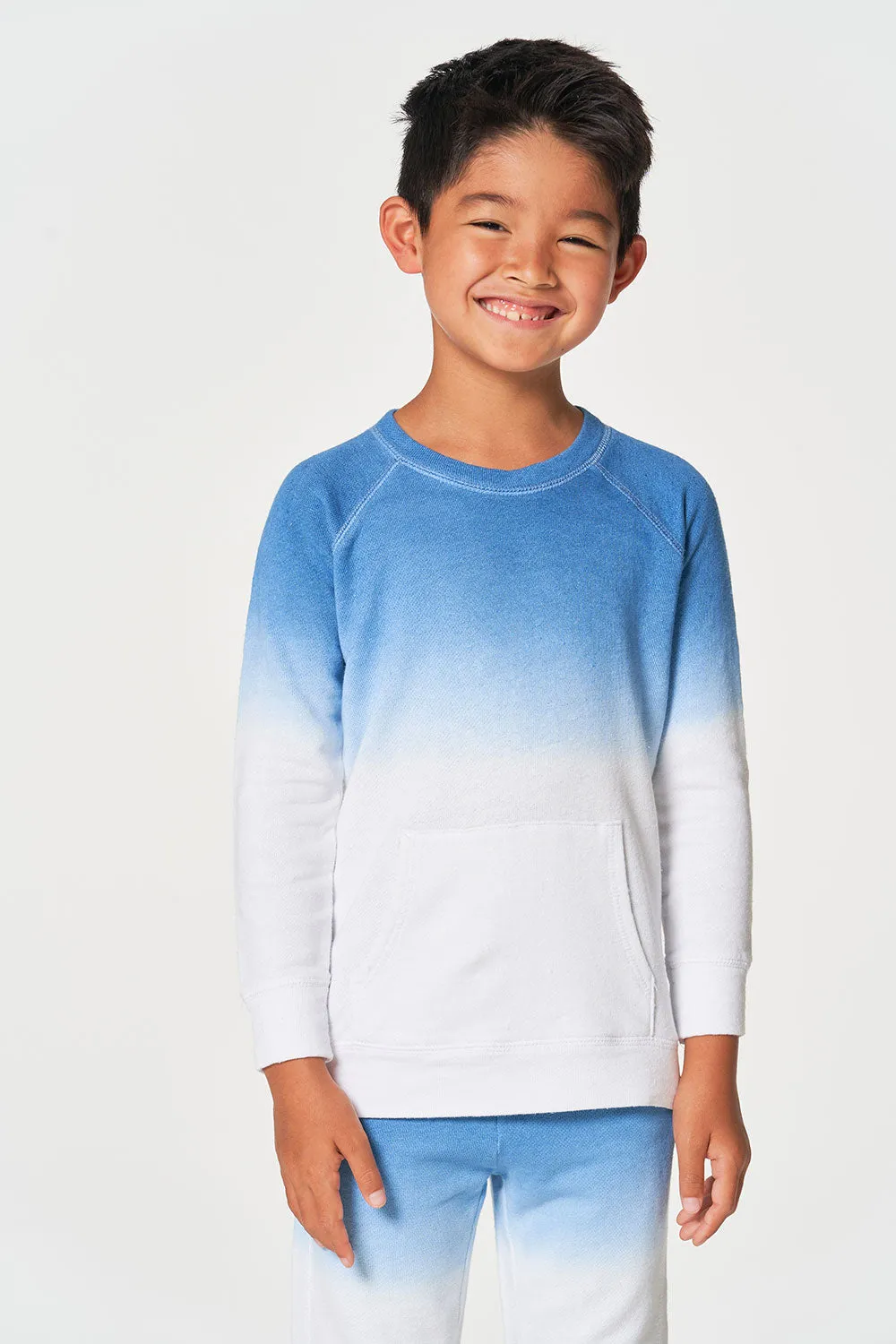 Boys Linen French Terry Long Sleeve Kanga Pocket Pullover