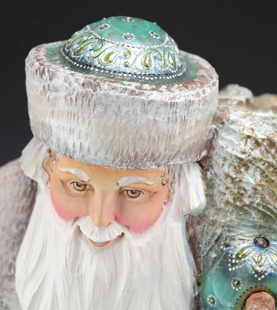 Bringing Home The Tree - Jeweled Russian Santa