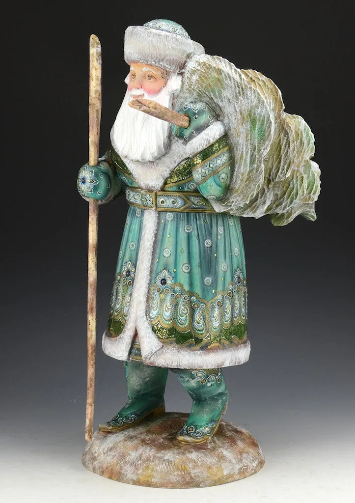 Bringing Home The Tree - Jeweled Russian Santa