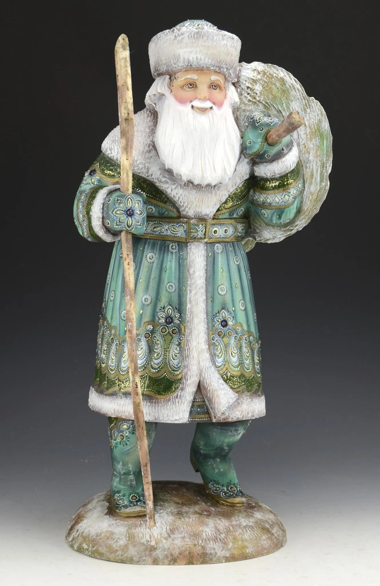 Bringing Home The Tree - Jeweled Russian Santa