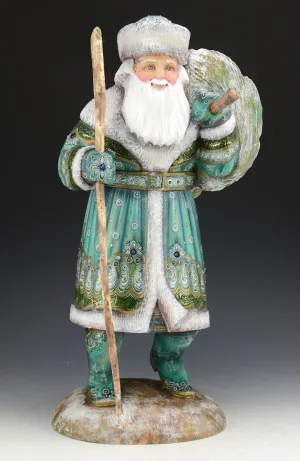 Bringing Home The Tree - Jeweled Russian Santa