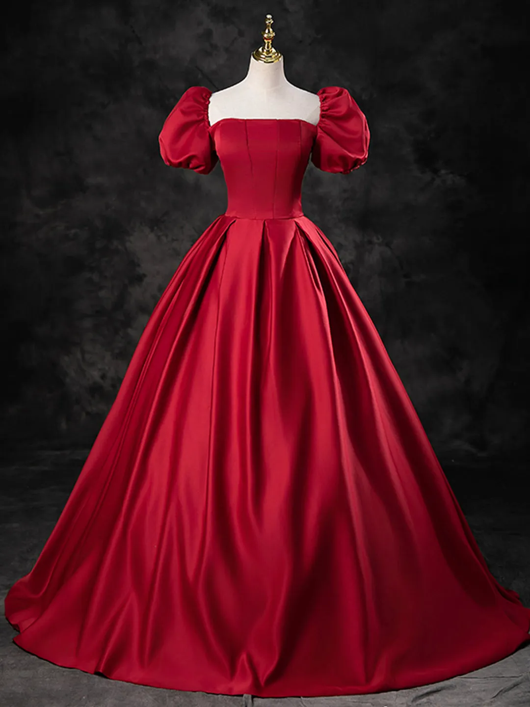 Burgundy Satin Off the Shoulder Formal Dress A-Line Burgundy Evening Dress