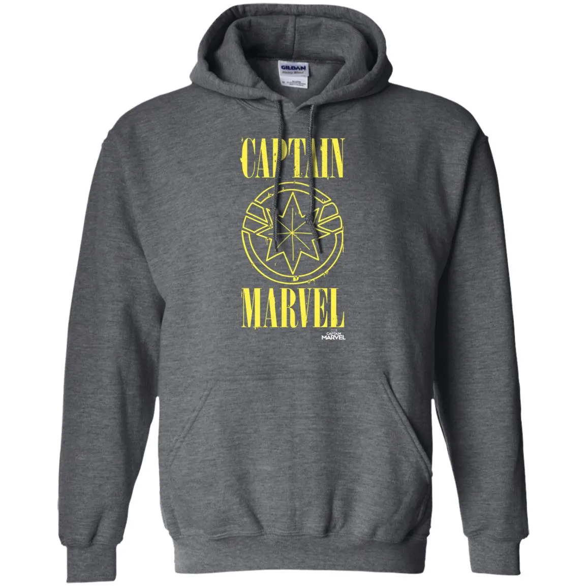 Captain Marvel Yellow Paint Drip Logo Pullover Hoodie Sweatshirt