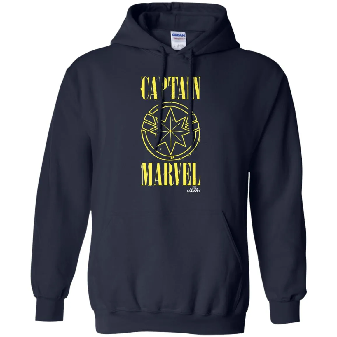 Captain Marvel Yellow Paint Drip Logo Pullover Hoodie Sweatshirt