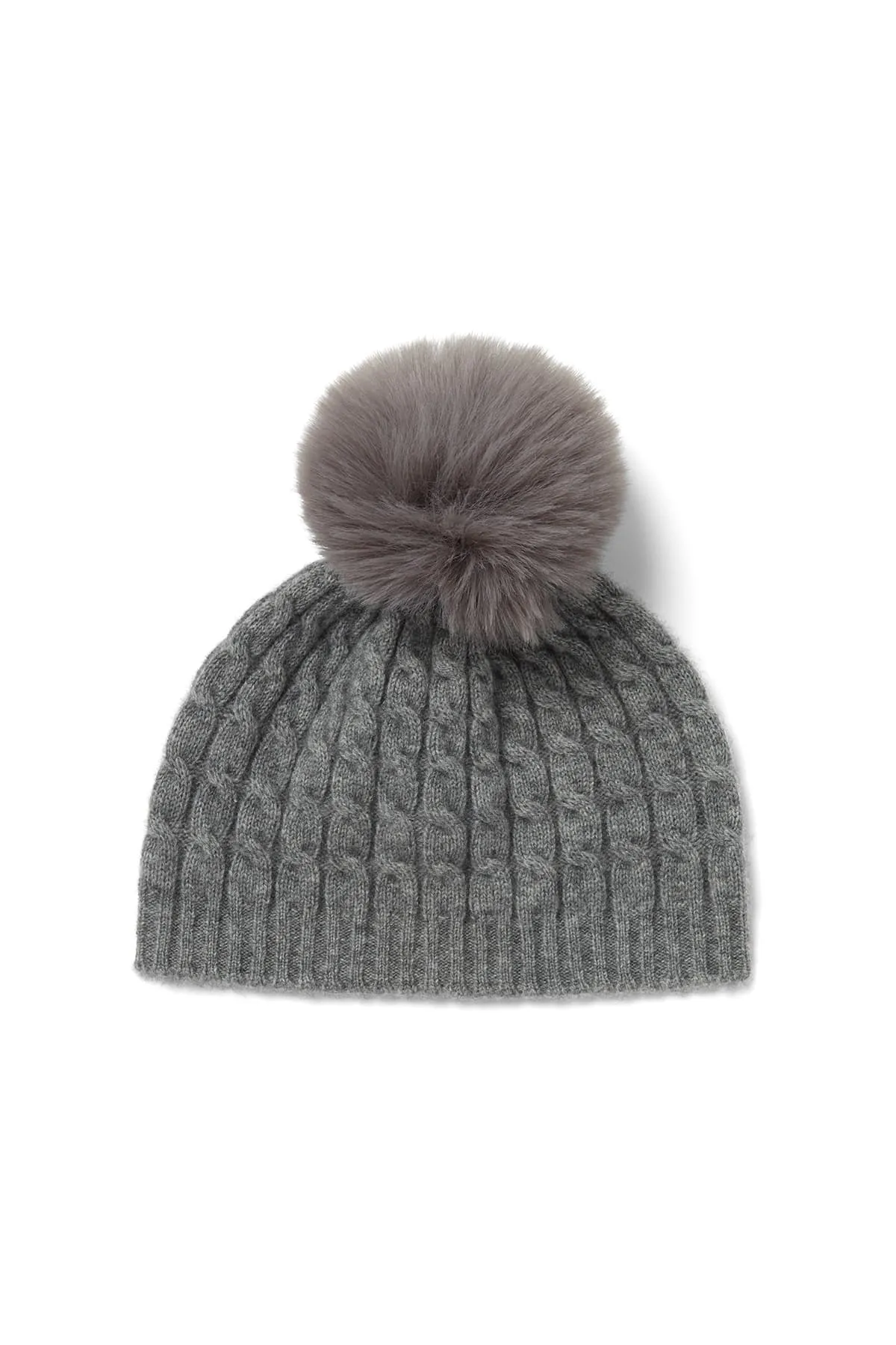 Cashwool Pom Pom Beanie - Grey