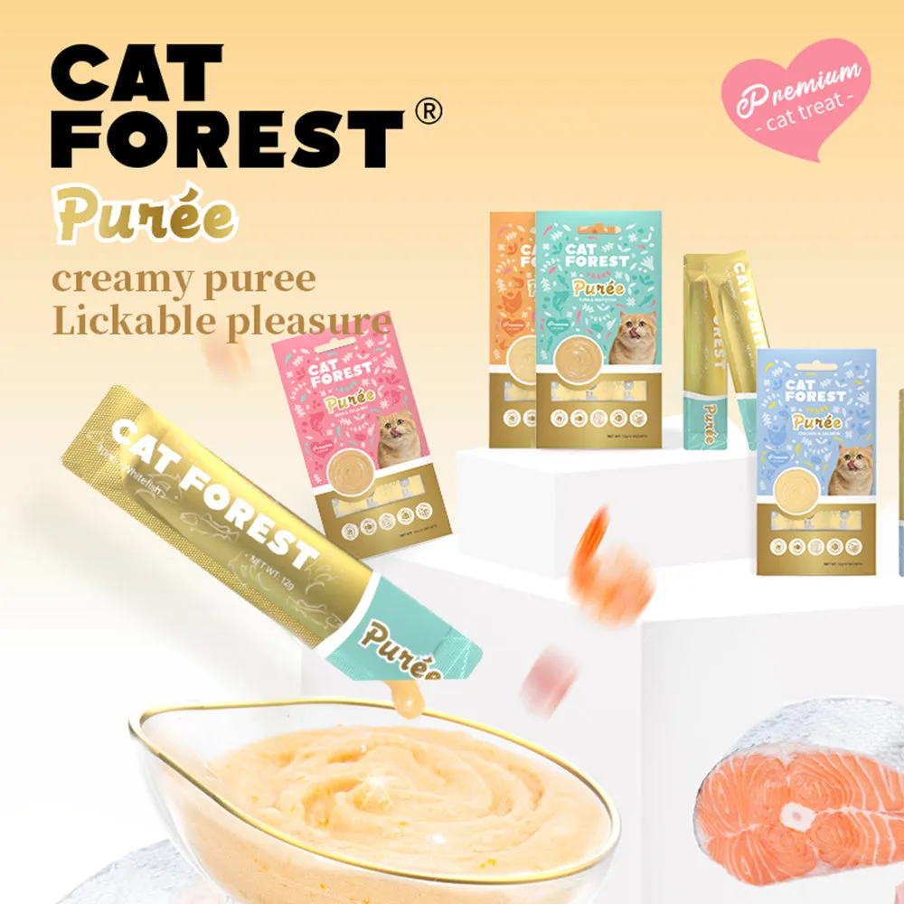 CAT FOREST Puree Chicken With Shrimp Cat Treats 12g x 4