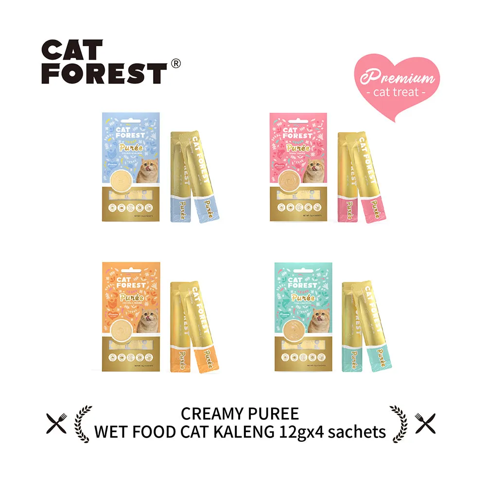 CAT FOREST Puree Chicken With Shrimp Cat Treats 12g x 4