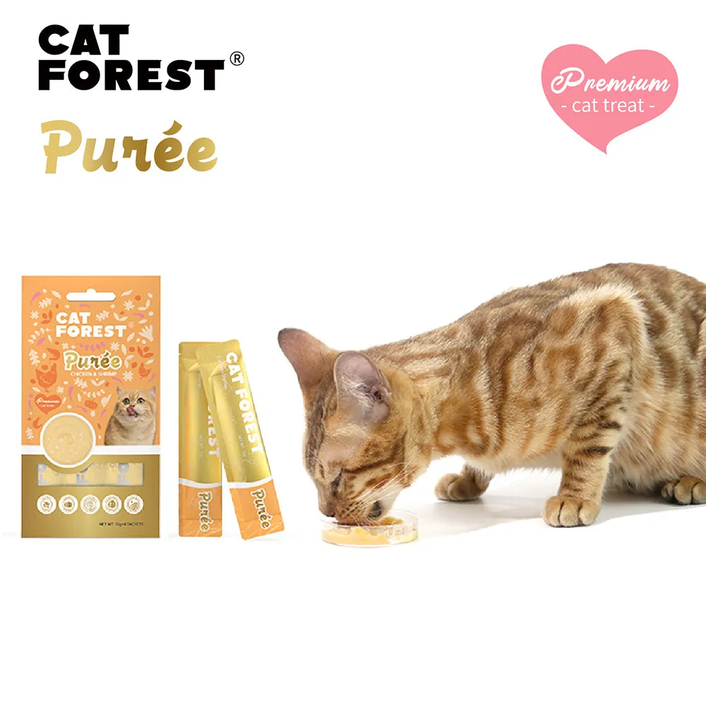 CAT FOREST Puree Chicken With Shrimp Cat Treats 12g x 4