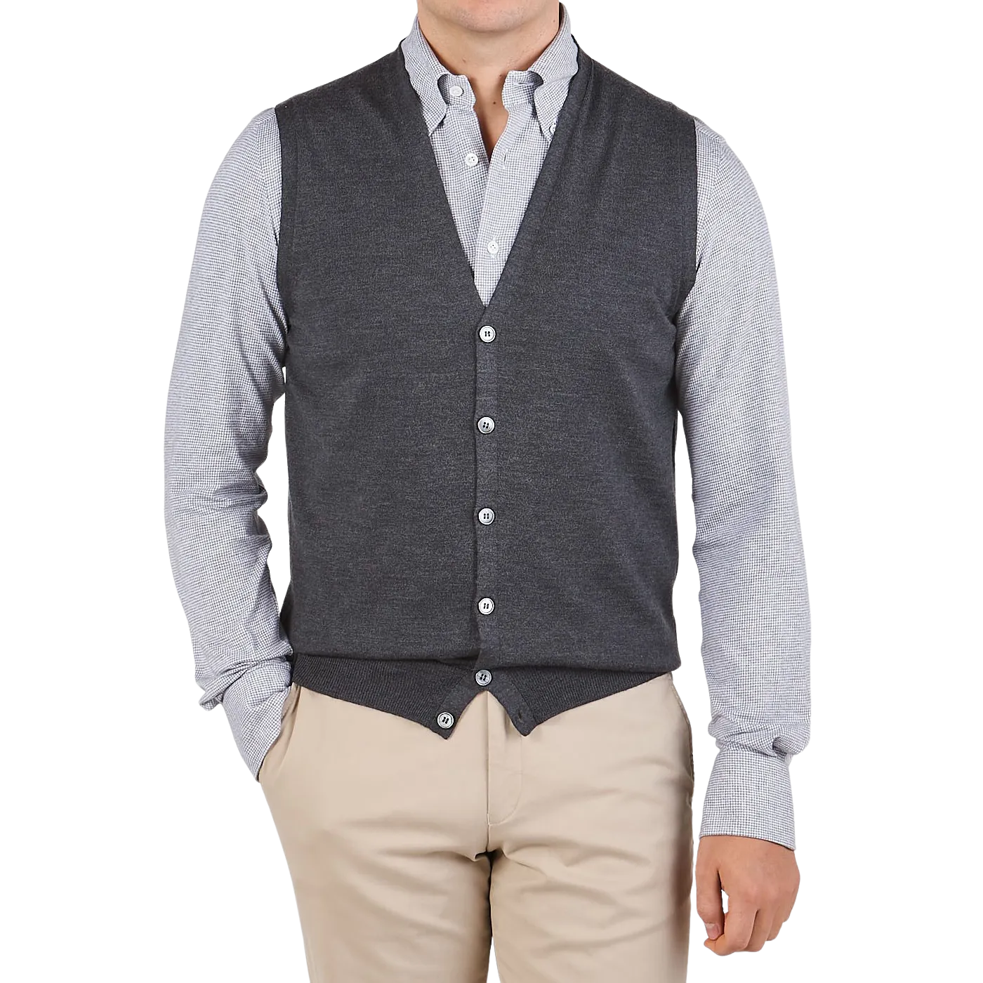 Charcoal Extra Fine Merino Wool Vest